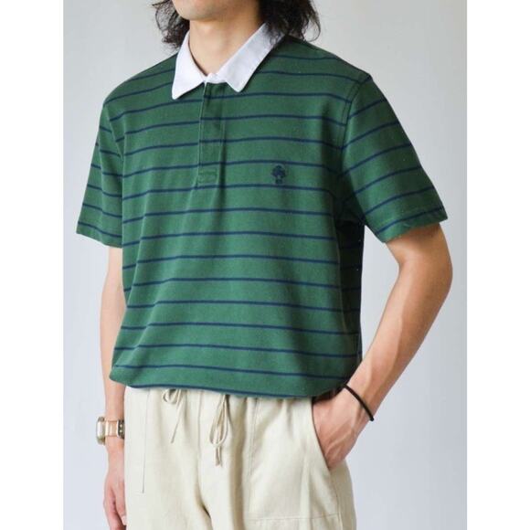 Brooks Brothers Men’s Size L Blue White Green Striped Polo Short Sleeve Y2K Prep - Picture 1 of 8